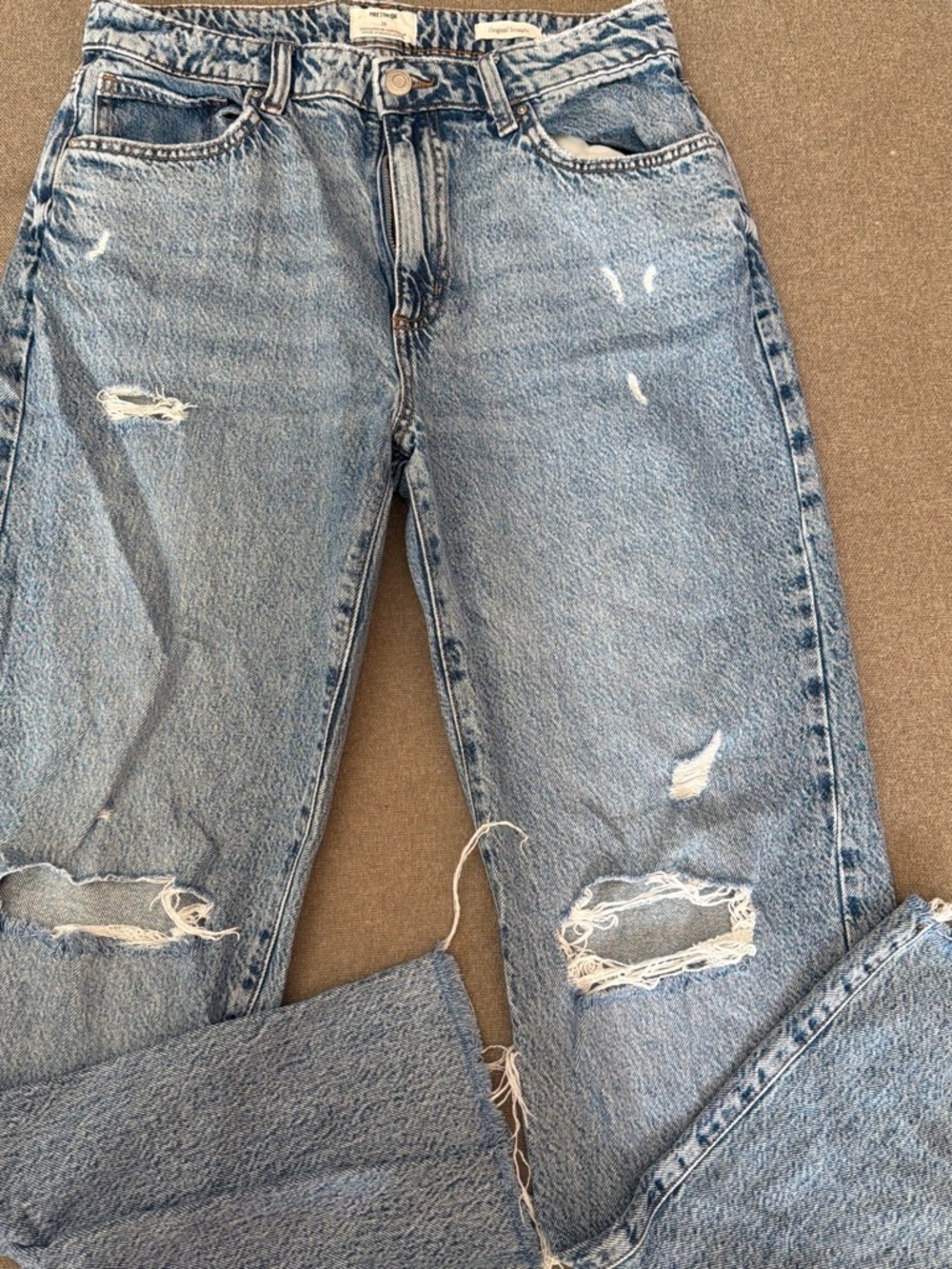 Cotton On Light Blue Distressed Straight-Leg Jeans